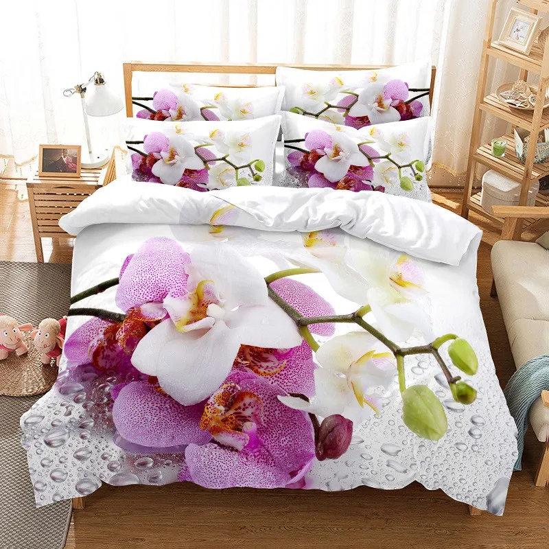 Linen Duvet Cover - Juego de cama de flores, funda
