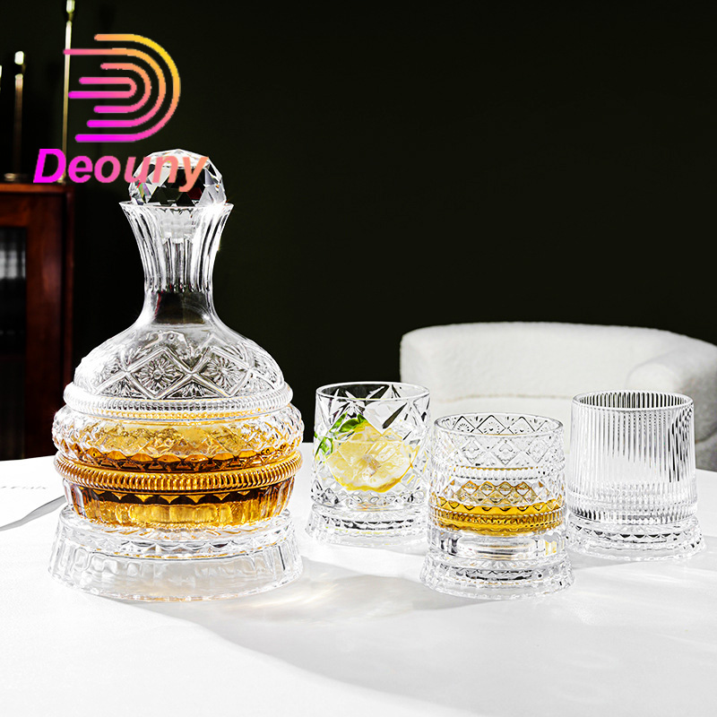 Glass Decanter Whiskey - Decantador de vino giratorio DEOUNY con