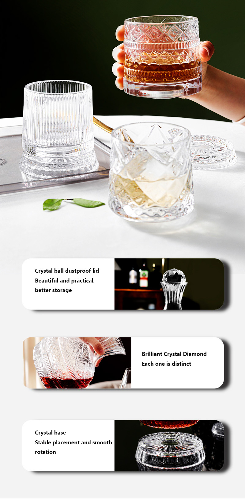 Decantador de vino giratorio D - Glass Decanter Whiskey reseña y precio
